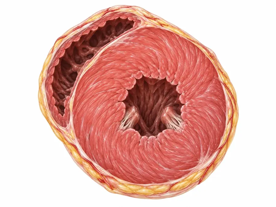 El miocardio en detalle: ilustración didáctica