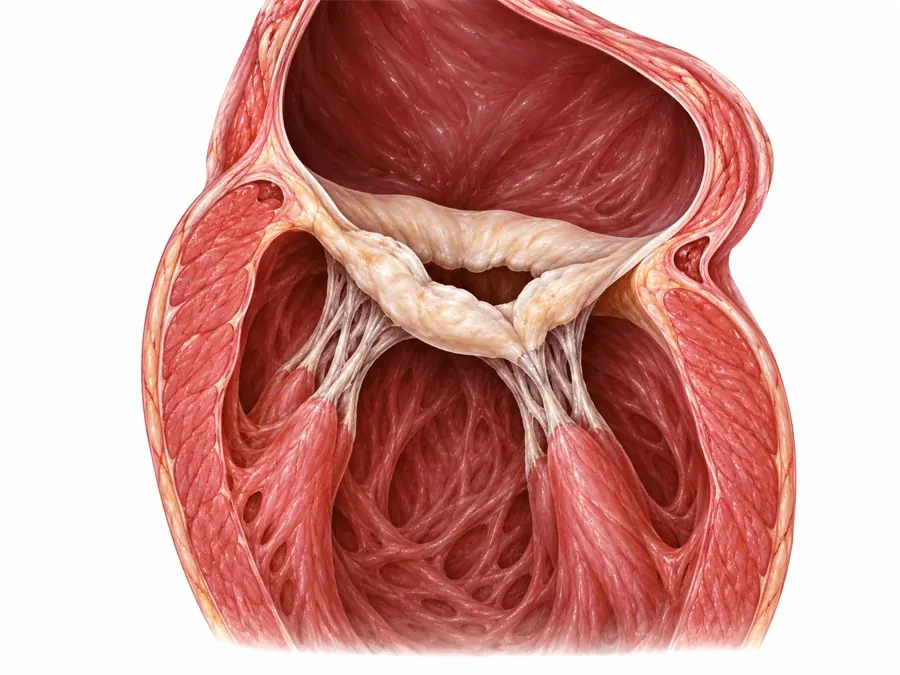 Valvas y aparato subvalvular: ilustración didáctica